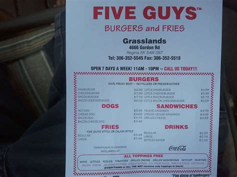 five guys burgers & fries menu|Five Guys Burgers,Fries & Shakes